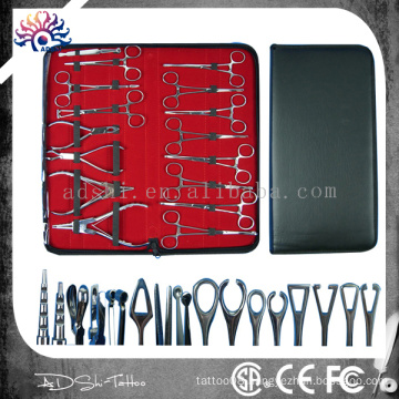 Top Quality 16 pcs Stainless Steel Tattoo Body Piercing Tool Kits with Case